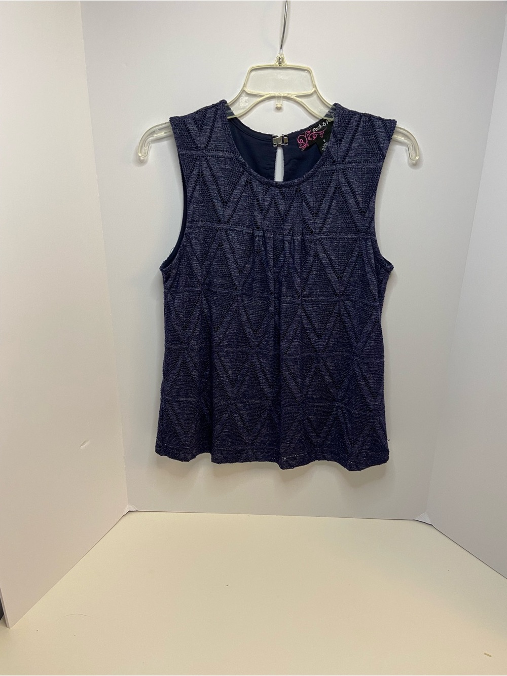 Peck & Peck Navy Textured Sleeveless Tank